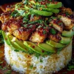 Honey Lime Chicken & Avocado Rice Stack