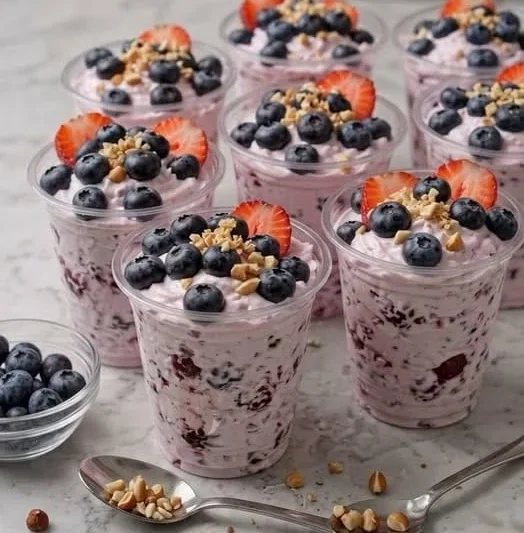 High-Protein Berry Fluff Dessert Cups.