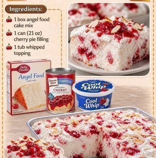 3-Ingredient Cherry Angel Cloud Cake