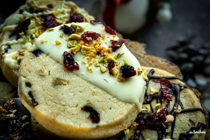Sourdough Discard Cranberry Pistachio Shortbread Cookies